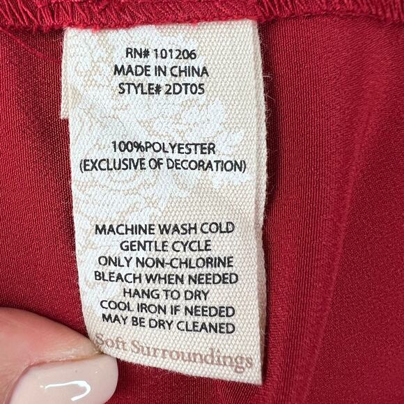 SOFT SURROUNDINGS Red Sleeveless V-Neck Drapey Caranday Tank Top Size Large L - Picture 8 of 8